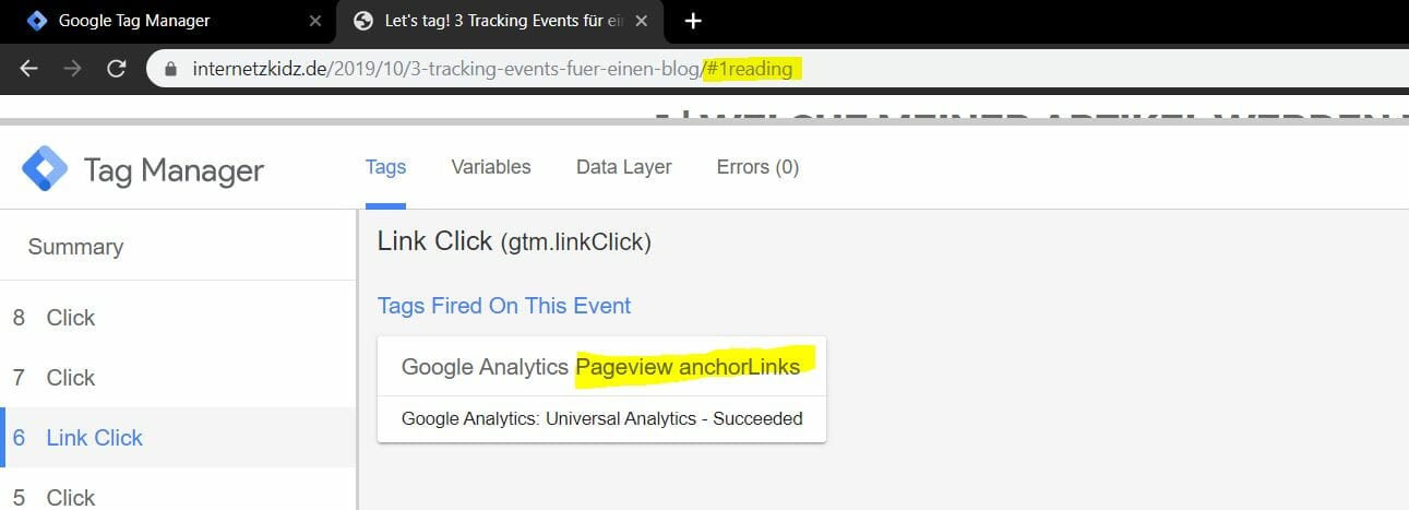 Anchor Link pageview Tracking Anchor Link