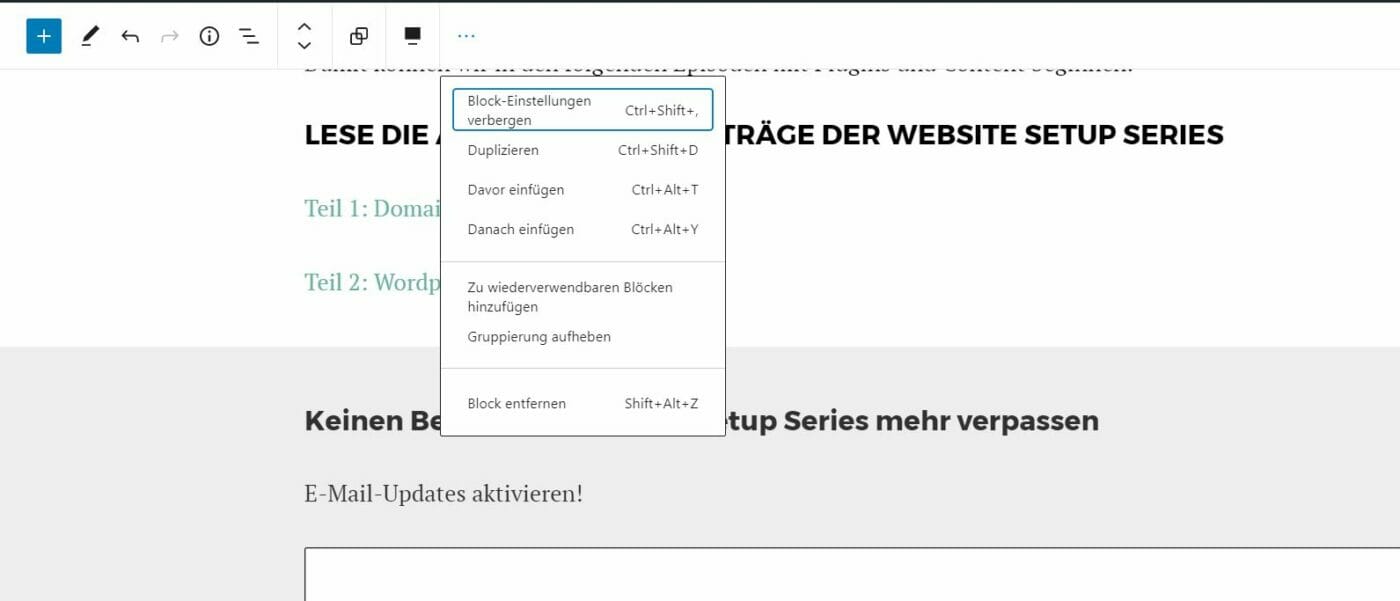 Wiederverwendbarer E_Mail Block in Gutenberg