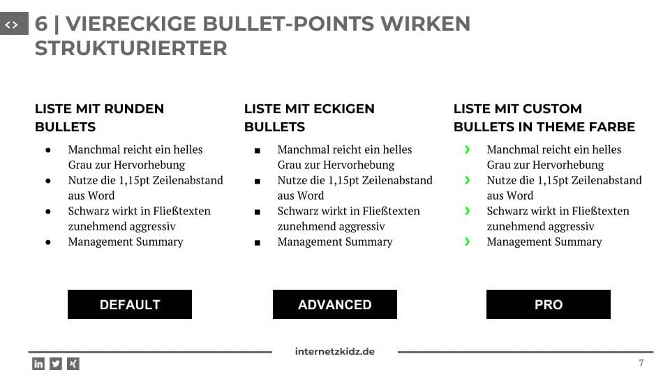 square bullets Powerpoint