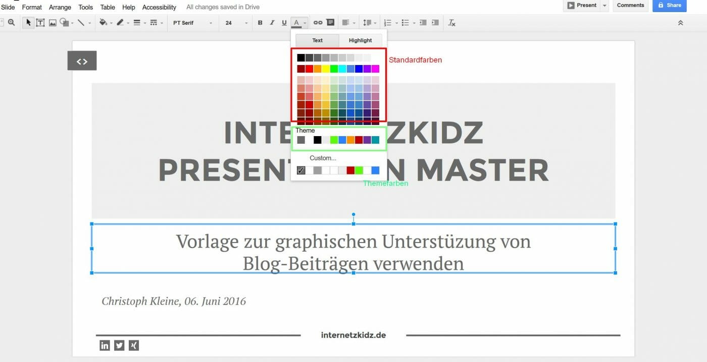 Google Slides change Theme Colors