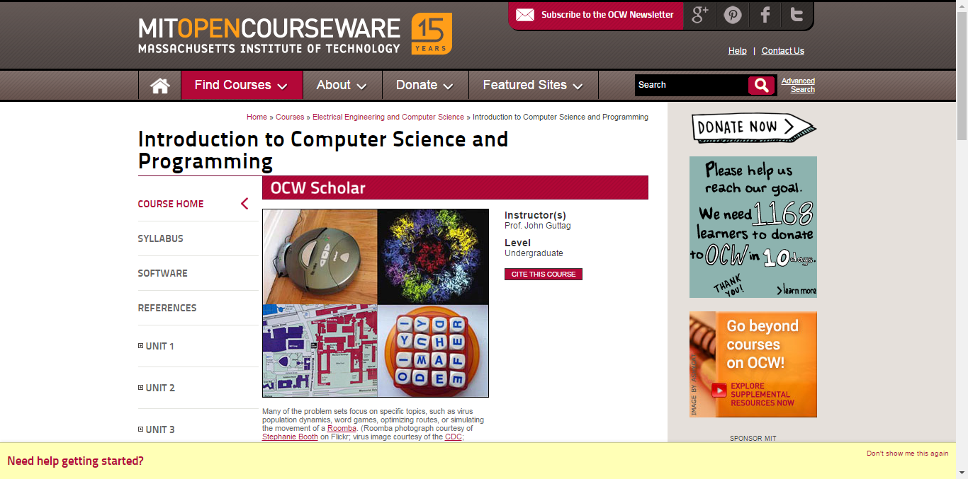 MIT Open-Course-Ware Introduction-To-Computer-Science