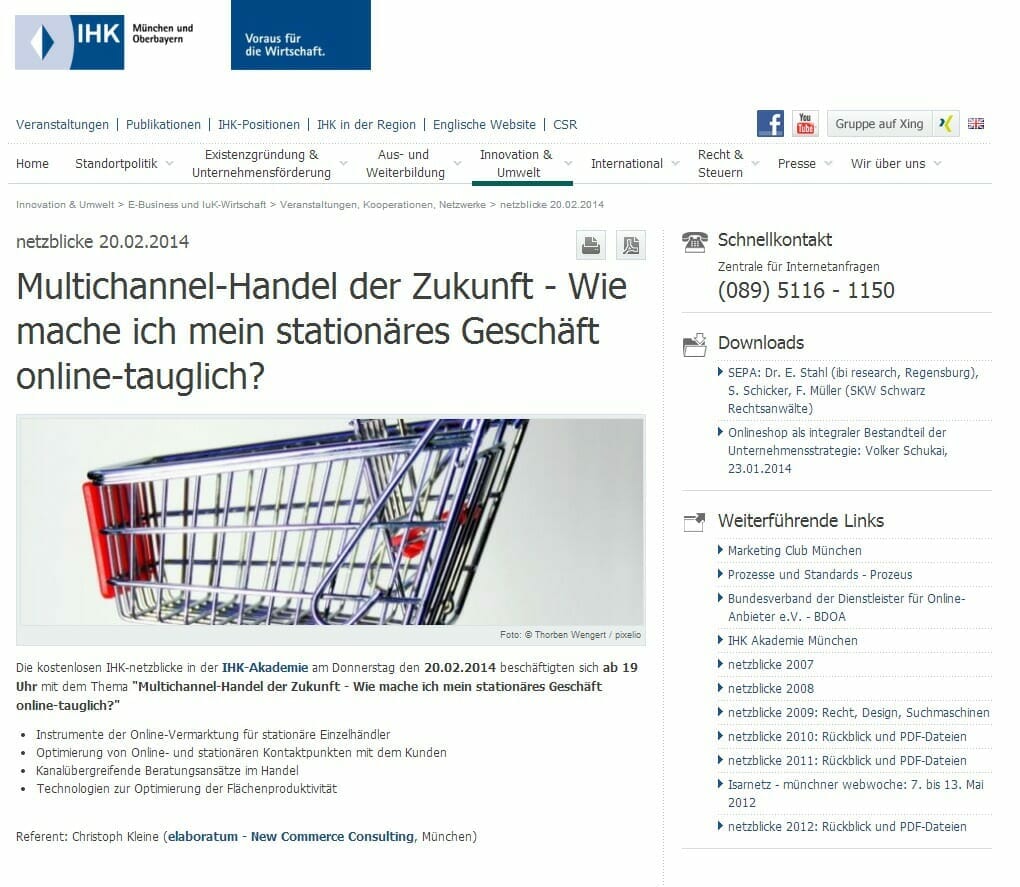 Multichannel Handel der Zukunft - Christoph Kleine bei den IHK Netzblicken