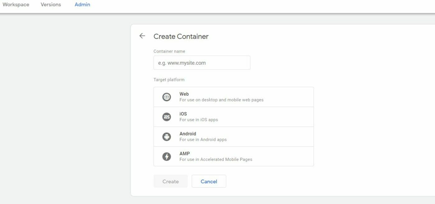 Google Tagmanager AMP Container Type