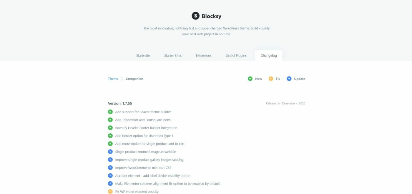 Blocksy Theme Updates