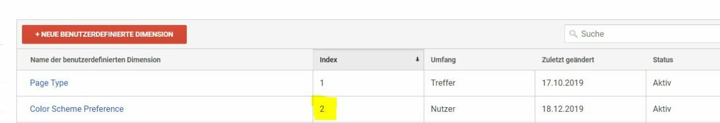 Dark Mode Tracking Google Analytics Custom Dimension Index