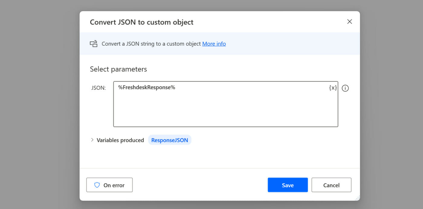 Freshdesk Power Automate Convert JSON to Custom Custom Object