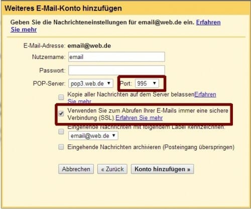 gmail import konfiguration