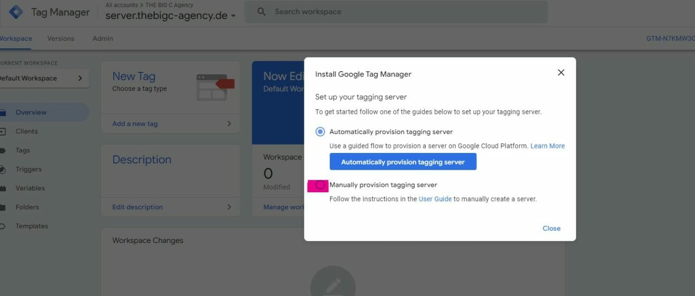 Google Tag Manager Server Side manuelle Einrichtung