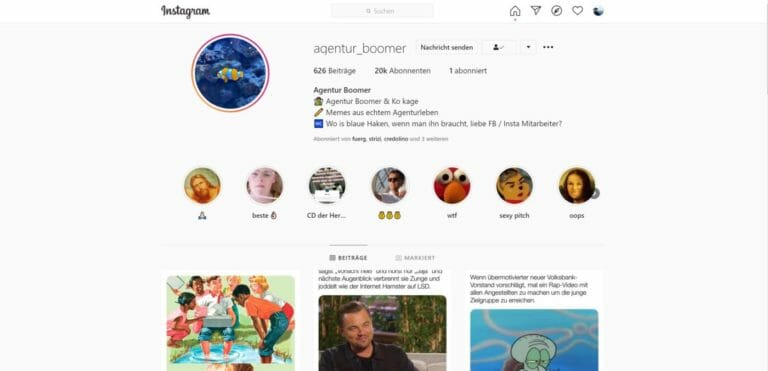 Agentur Boomer instagram Account