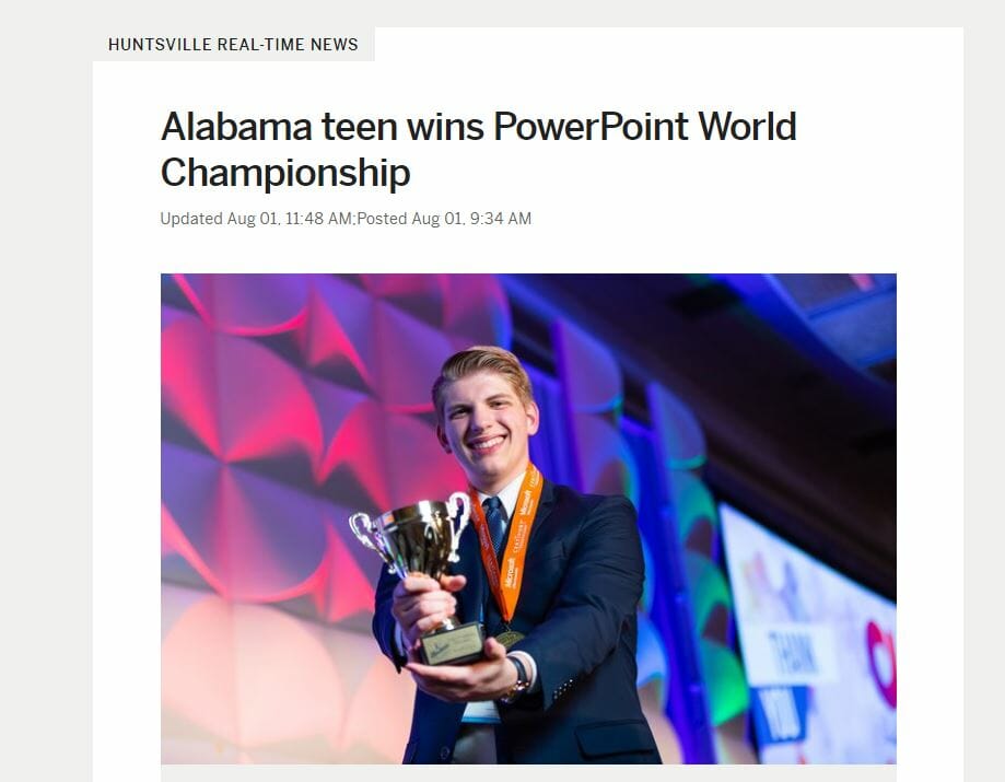 Powerpoint Weltmeisterschaft 2019 Gewinner Seth Maddox