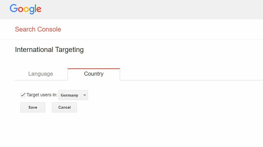 Search Console International Targeting