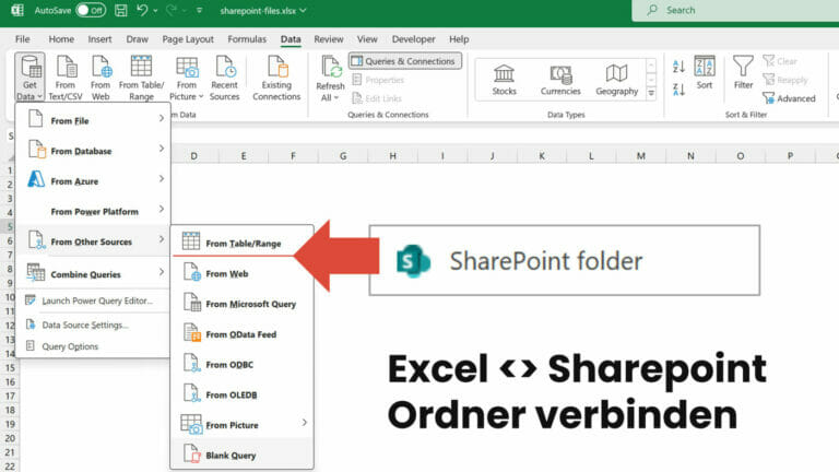 Sharepoint Ordner mit Excel verbinden