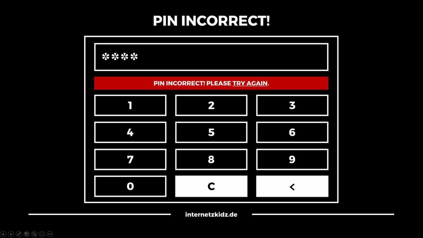 slidePIN wrong PIN