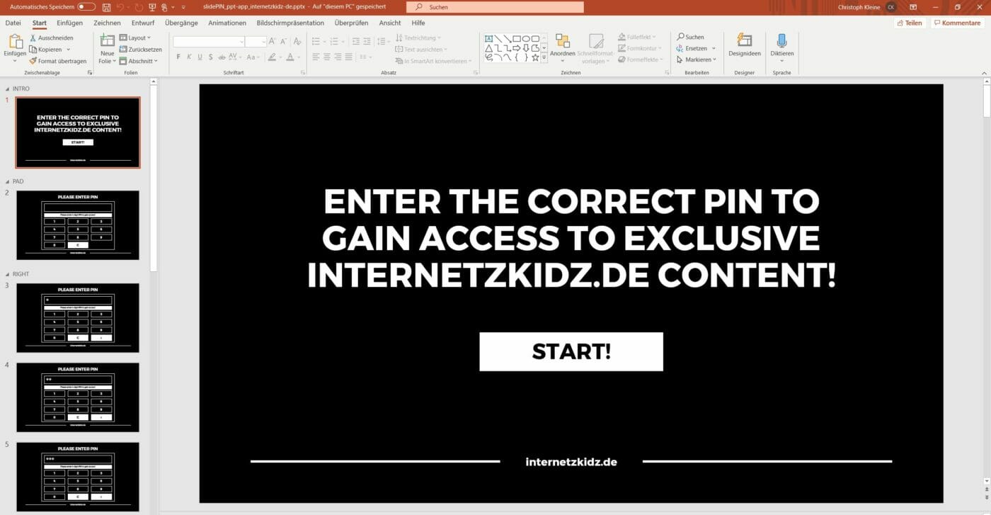 slidePIN Powerpoint Screen
