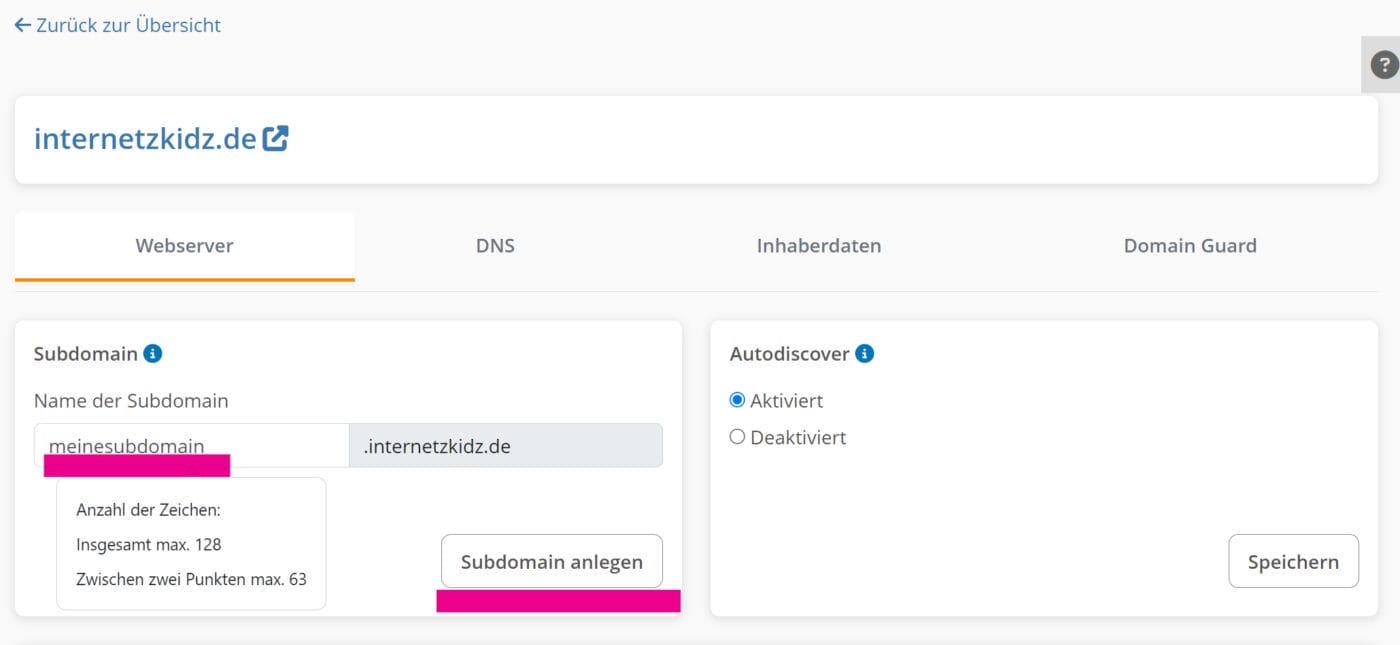 Strato Create Subdomain