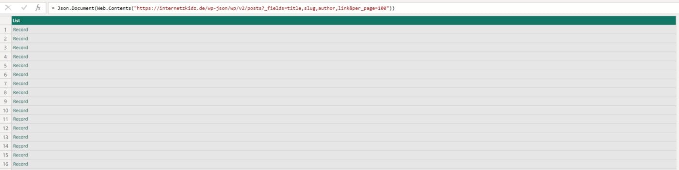 Power Query Web Contents Response Raw